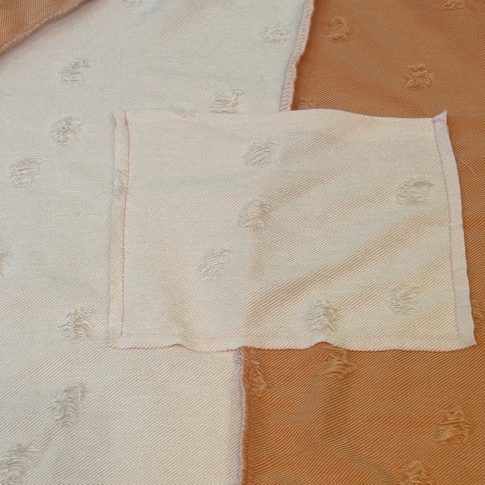 BiBi Colorblock V-Neck Pullover in Peach, Light Pink & Dusty Blue - Picture 6 of 6